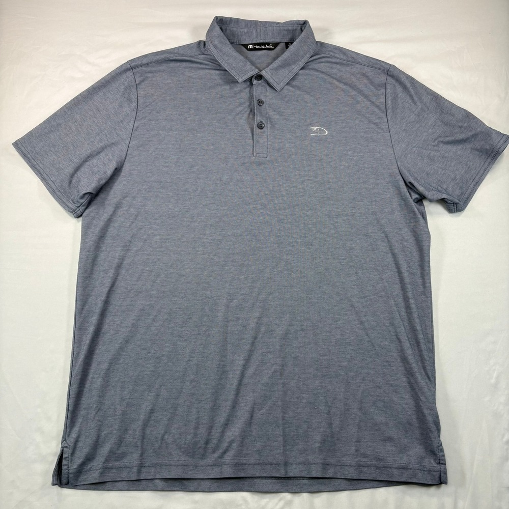 TravisMathew‎ Polo Shirt Mens XL Blue Heather Pima Cotton Blend Golf Athleisure